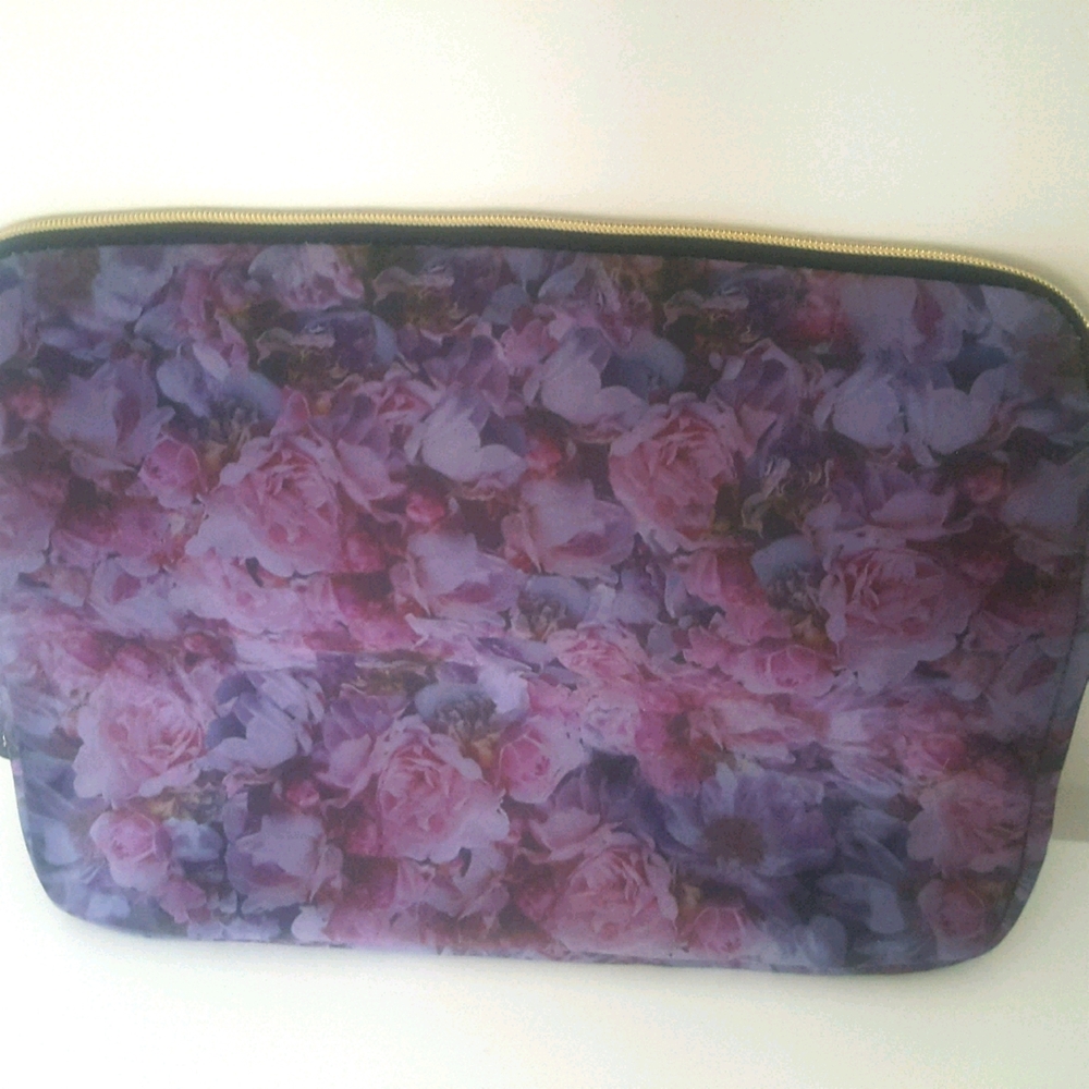 Purple Floral Laptop Sleeve w/Gold Zippers